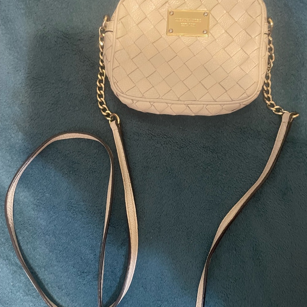 Michael Kors mini handbag, cream colour and checkered design